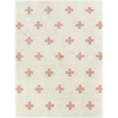 Inbound Pink Ivory Shag Area Rug
