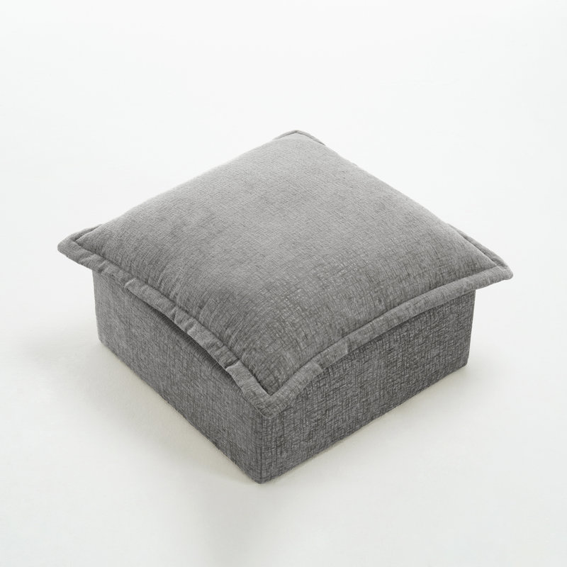 31.8cm Wide Square Solid Colour Ottoman, Grey 
