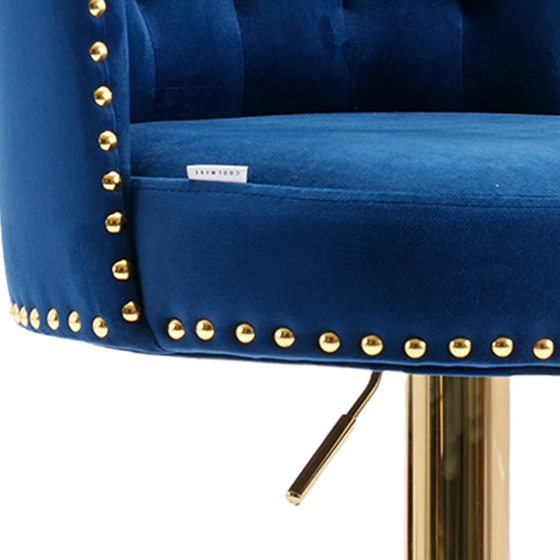 Keidyn Swivel Adjustable Height Bar Stools, 2 Pcs, Navy