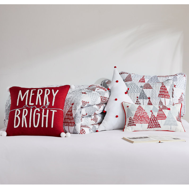 Ensemble de literie surdimensionnée légère et réversible Merry and Bright, Couvre-lit pour grand lit + 5 pièces supplémenta