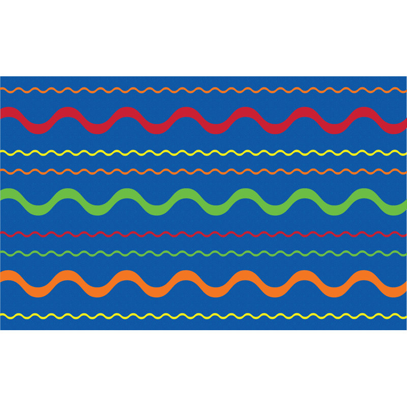 Tapis de classe aux lignes ondulées KidCarpet.com, rectangle de 122 x 183 cm, Rectangle 4 pi x 6 pi