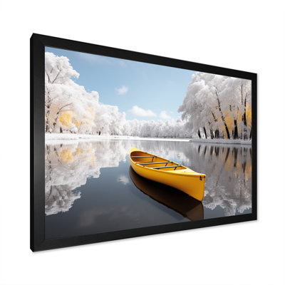 Jaune et gris Winter Lake II, reproduction d'art sur toile