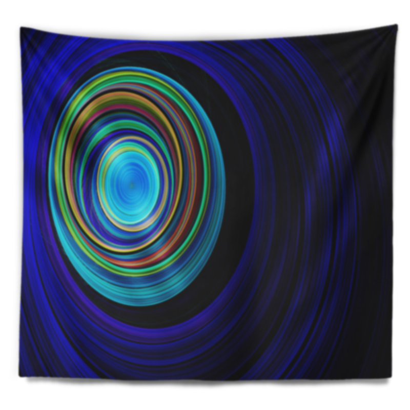 Tapisserie sans fin de ronds bleus tunnel Abstract, H 50 po x l 60 po