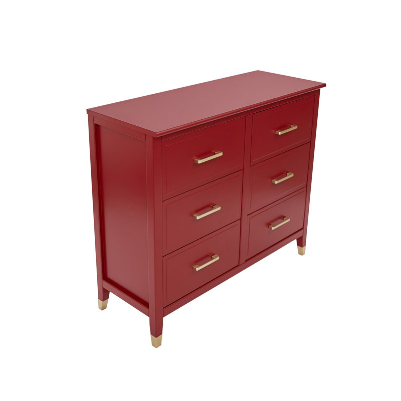 6 Drawer 105Cm W Double Dresser, Red