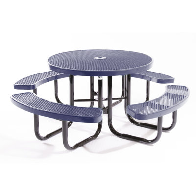 COATEDOUTDOORFURNITURE 46In Round Picnic Table, Expanded, Dark Blue