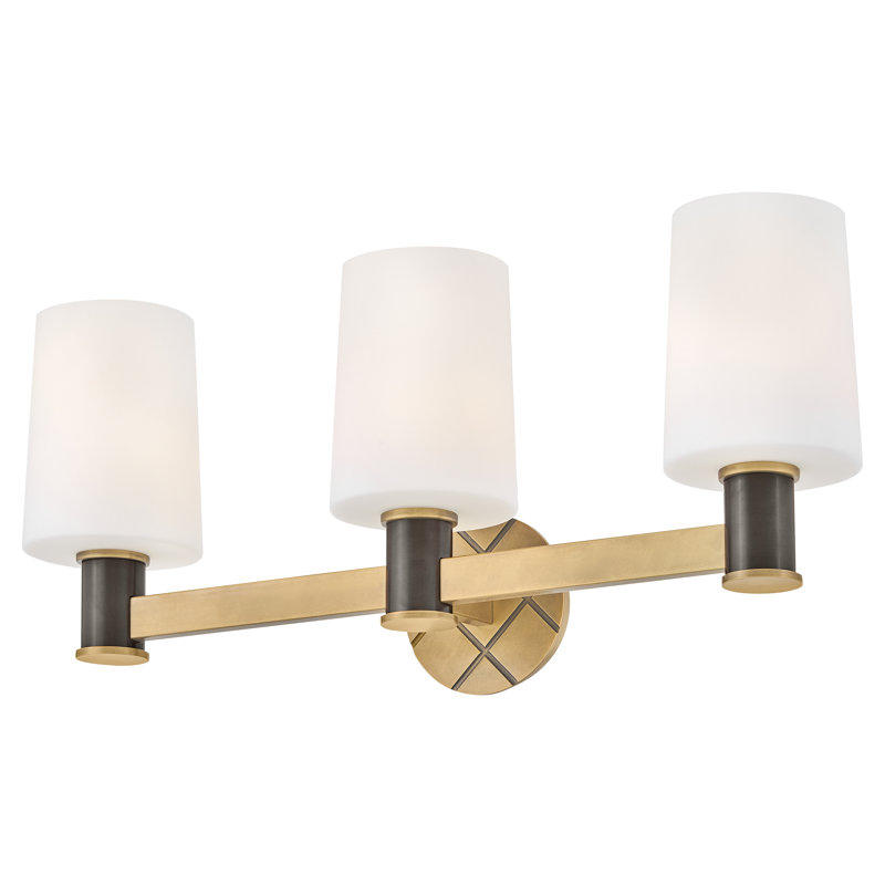 Hinkley Declan Medium Three Light Bath Vanity with Crosshatch Motif