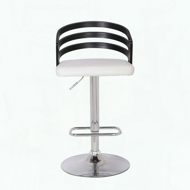Tabouret de bar rotatif moderne Modern, Siège blanc / structure noire