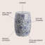 Lotus Blossom 17.5" Traditional Blue and White Floral Chinoiserie Ceramic Drum Garden Stool, Pierced Indoor/Outdoor Patio Seat & Side Table