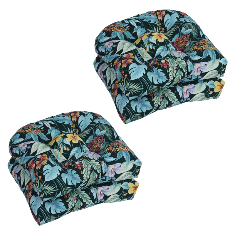 Outdoor 5'' Rocking Chair Seat Cushion, Blue/Green Floral