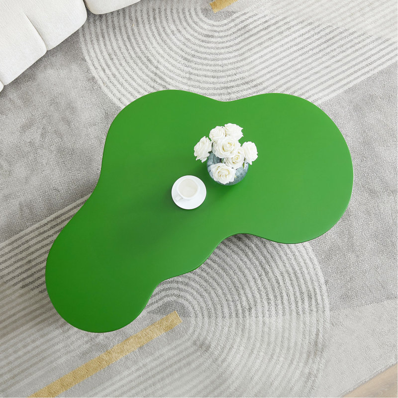 Table basse de 50 pouces de forme unique en fibre de verre robuste pour salon sans assemblage VERT, Vert
