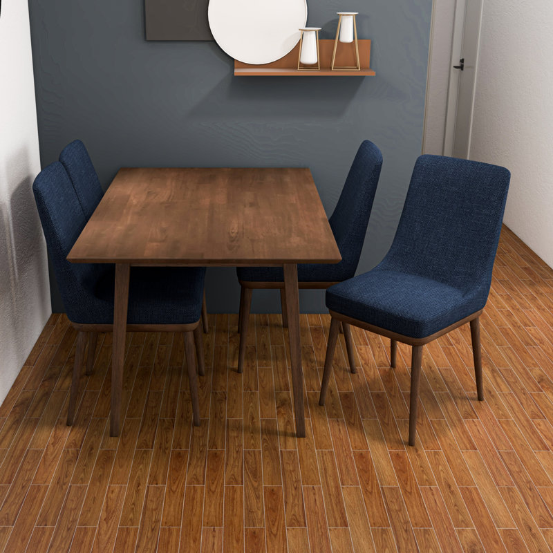 Ensemble de coin-repas en bois massif pour 4 personnes, Bleu