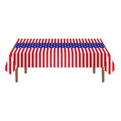 4th of July Decorations Tablecloth Flag Patriotic Table Cloth Disposable Plastic Table Cover Memorial Independence Day Decorations Holiday Party