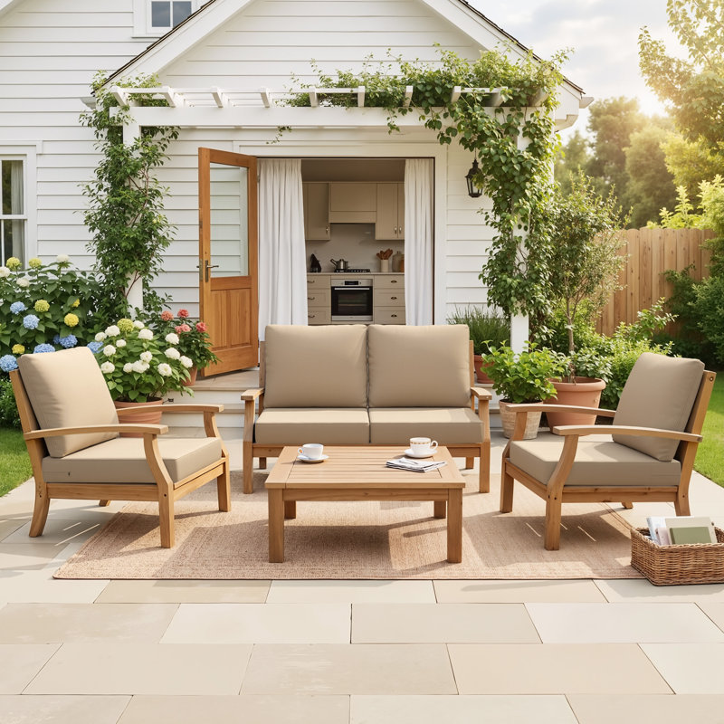 Outdoor Deep Seating Cushion Set, Beige, 1