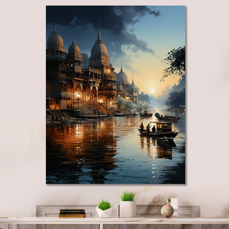 Hindouisme divin, rivière Ganges I, reproduction d'art sur toile, Toile tendue, H 40 po x l 30 po x P 1,5 po