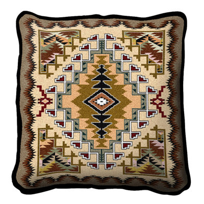 Housse de coussin Pure Country Weavers Painted Hills Sand - Inspiration camp tribal amérindien du Sud-Ouest - Finition main - Tissée en coton - Fabriquée aux États-Unis (17x17)