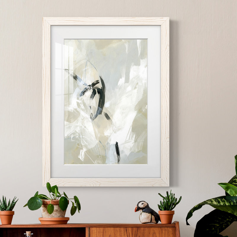 Scribble Veil II - peinture encadrée, H 20 po x l 17 po x P 1 po, Cadre blanc
