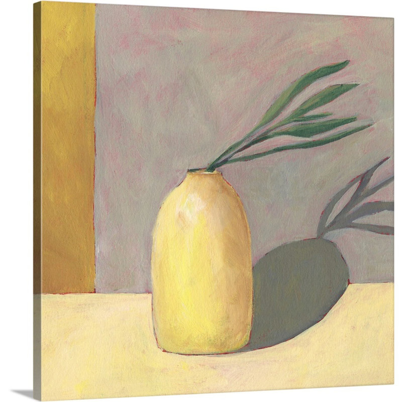 «Yellow Vase I», art mural sur toile, Toile tendue, H 48 po x l 48 po