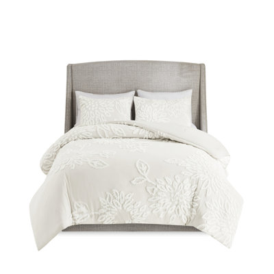 3 Piece Comforter , Cotton Chenille Floral, Floral , Bedroom Shabby Chic