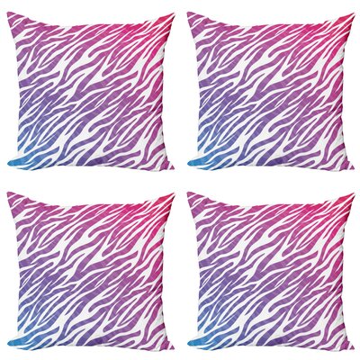 Ambesonne Zebra Decorative Throw Pillow Case Pack Of 4, Illustration Of Colorful Art Of Animal Skin Stripes Pattern, Cushion Cover For Couch Living Ro -  micfour_131583_16x16