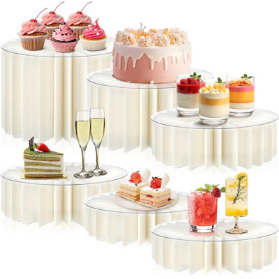 2.76 in,3.94 in,5.91 in,7.87in Cream Fabric Skirt Dessert Display Stands