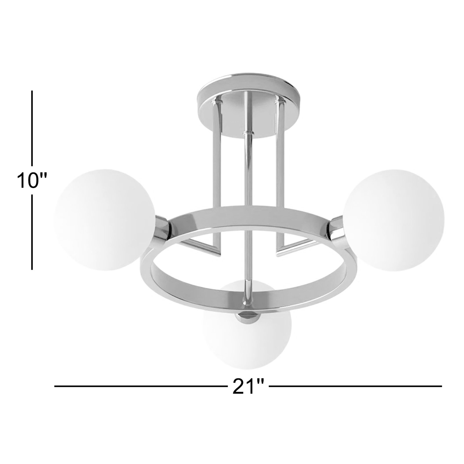 Eveliina 3 Light Glass Semi Flush Mount, Midnight Black