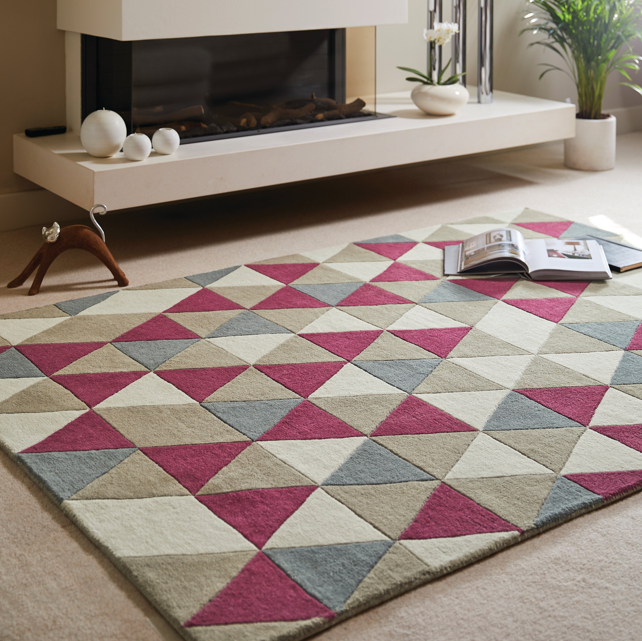 Ebern Designs Fetzer Funky Wool Raspberry Rug | Wayfair.co.uk