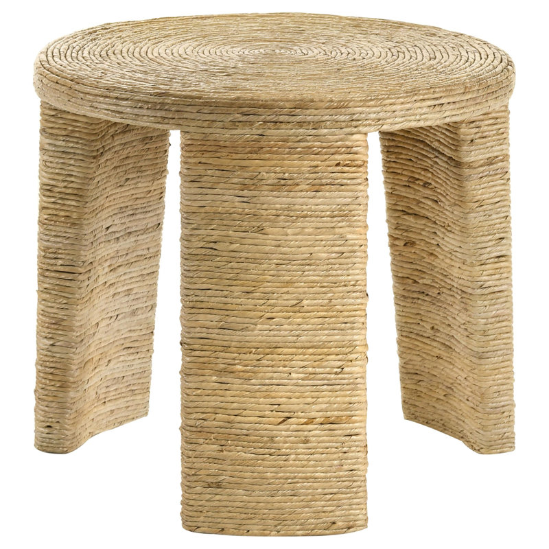 Table de bout ronde en rotin tissé Cassonia brun naturel