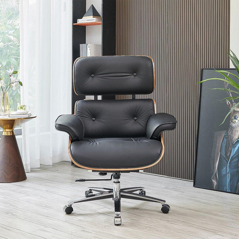 Chaise d'ordinateur pivotante en cuir