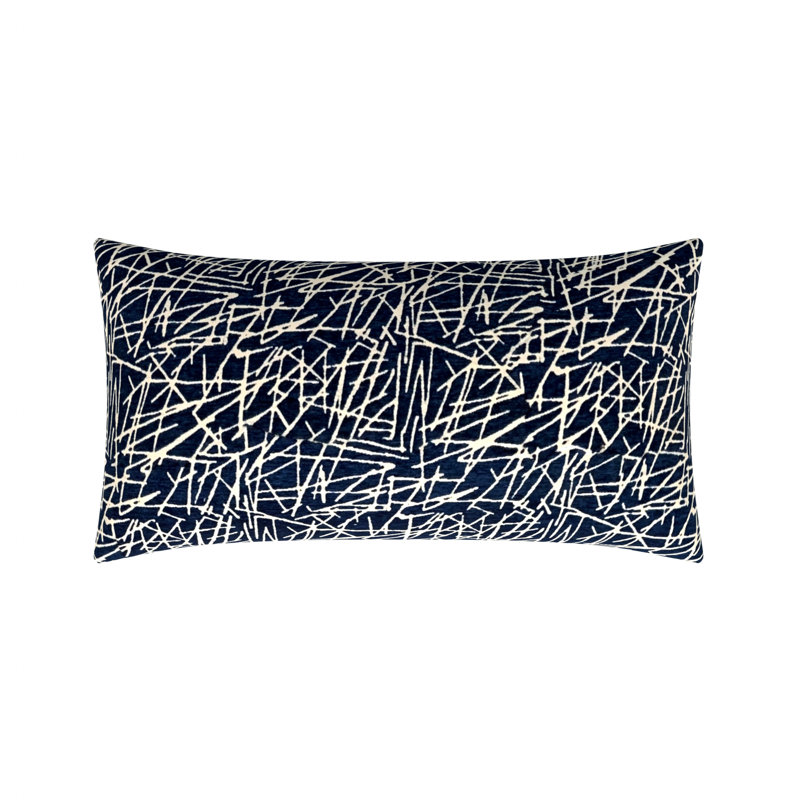 Coussin décoratif réversible en plumes abstraites, H 16 po x l 30 po, Marine