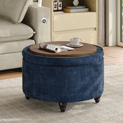 Upholstered Chenille Storage Footstool