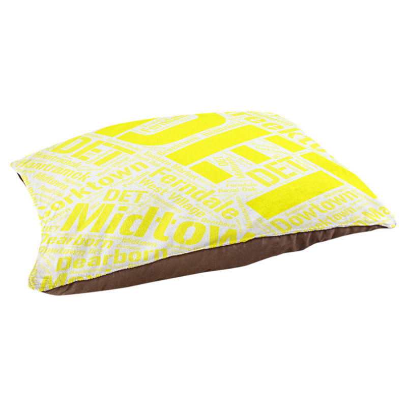Coussin de chien « districts », Très grand (H 17 po x l 50 po x P 40 po), Jaune, Détroit