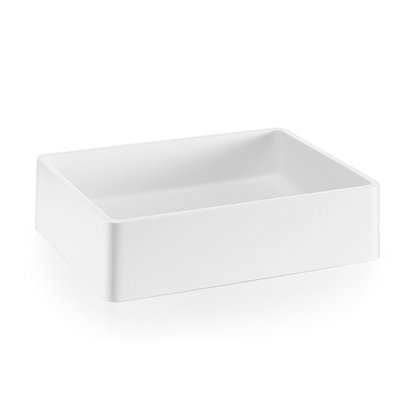 WS Bath Collections Momon 13.8'' White Mattstone Stone Rectangular Bathroom Sink