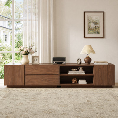 94.5'' Modern Tv Stand For Tvs Up To 80", Stackable Entertainment Center With 2 Drawers, 2 Cabinets And 2 Compartments, Media Console For Living Room And Bedrooms