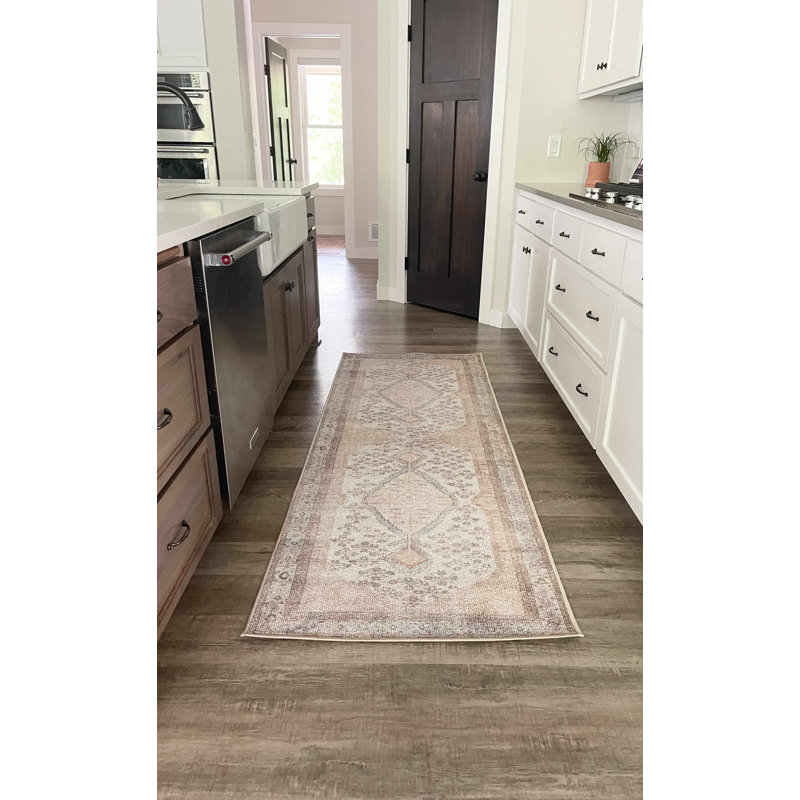 Anali Moroccan Machine Washable Brown Area Rug, Runner 2'7" x 10'2"