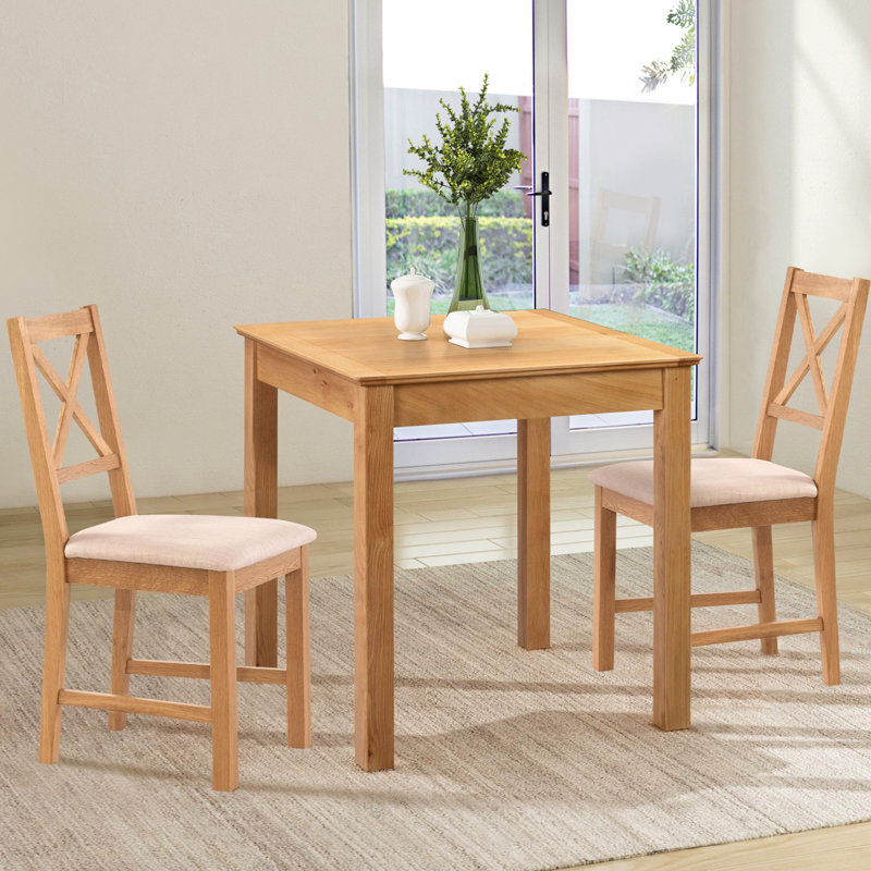 2 - Person Solid Oak Dining Set, Beige