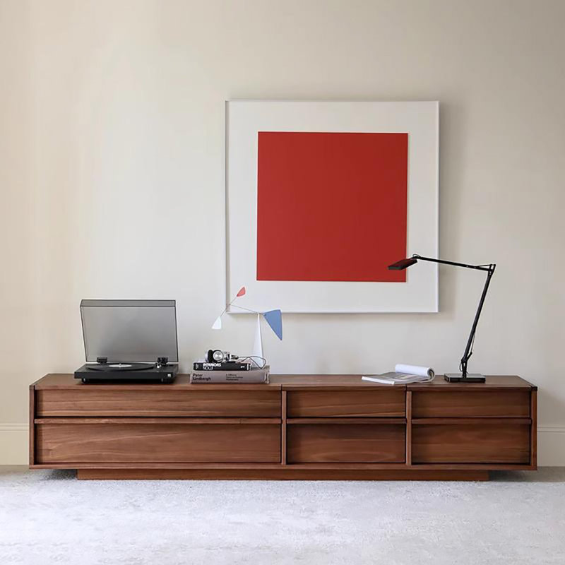 Black walnut TV cabinet, 86.6"