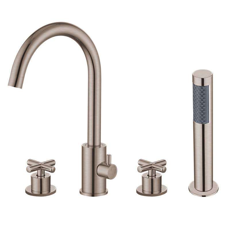 x 31.50'' Bathtub with Faucet, White/Brushed Nickel Drain/Fixtures
