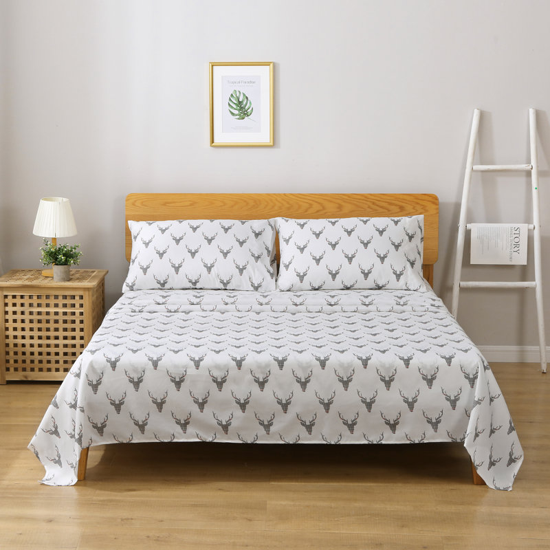 Microfiber Plaid Sheet Set, Queen Sheet Set + Fitted Sheet + 2 Pillowcases