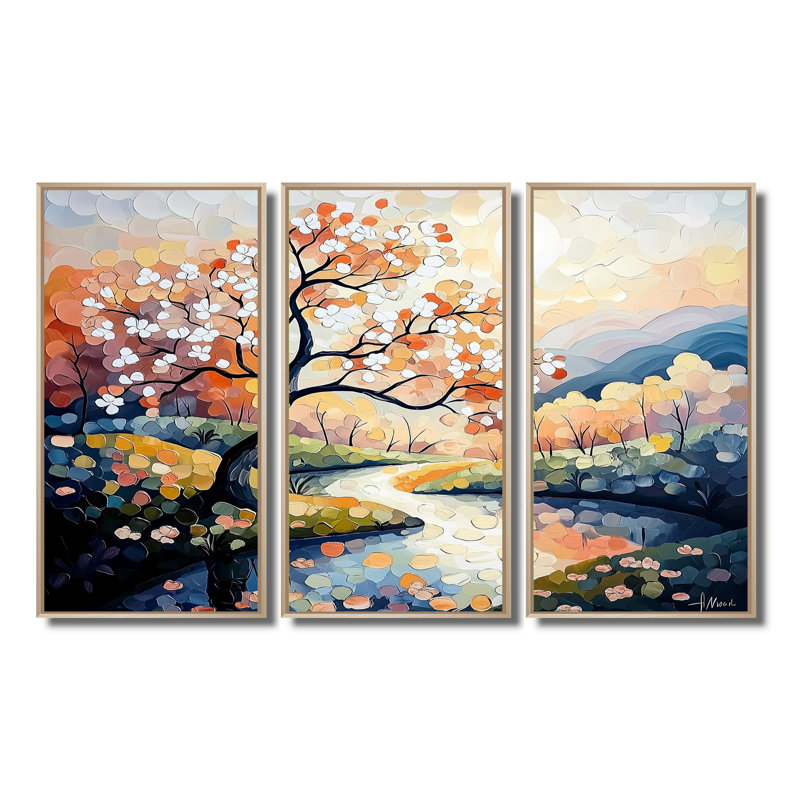 «Whispering Tradition of Japanese Art II», ensemble d'art mural asiatique, Natural, Reproduction avec cadre flottant