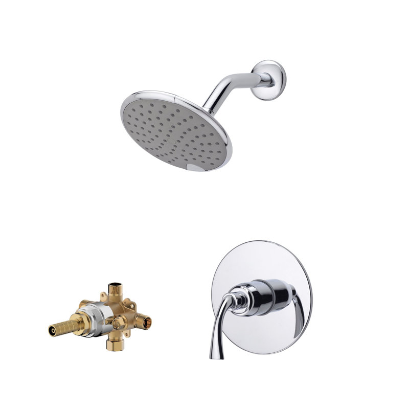 Twist Collection Shower Trim Only: 6" Round Shower Head, Single Handle Set & Rough-in Valve Included - Chrome Polished