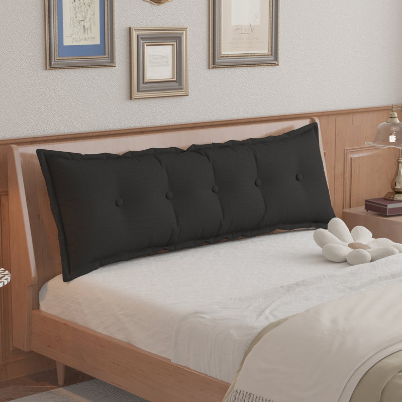 Coussin de siège de tête de lit capitonné à dossier Sit-up Back Comfort, Grand lit, Noir