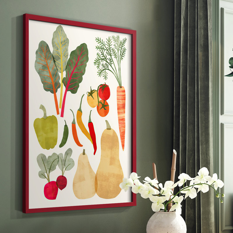 «Garden Offrant II», reproduction encadrée - bois massif, Rouge, H 10 po x l 8 po