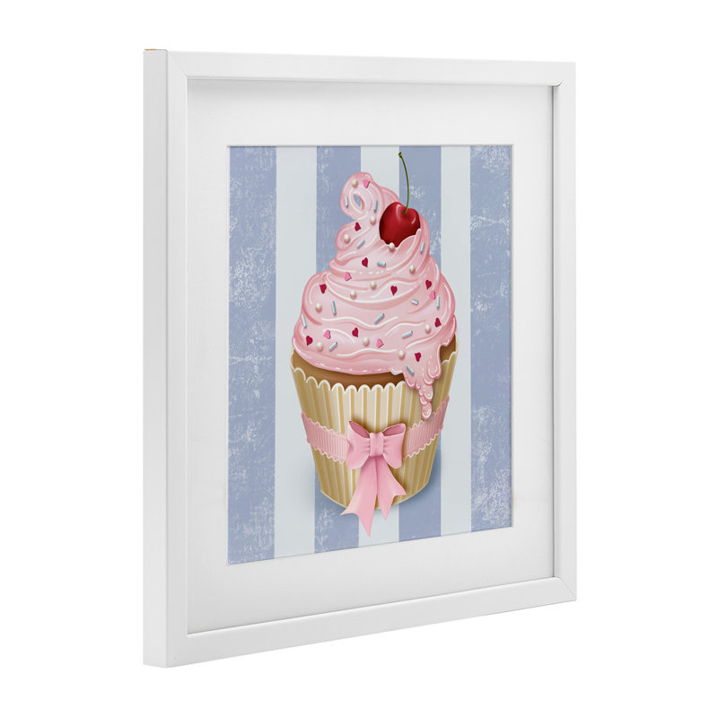 «Pastel Cupcake with Bow», reproduction encadrée sous verre, design par Lori Mosley, H 13 po x l 13 po, Cadre blanc côtier
