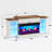 Alvilda 3-Sided Fireplace TV Stand with Adjustable Shelves & LED Light-143542134-144371011