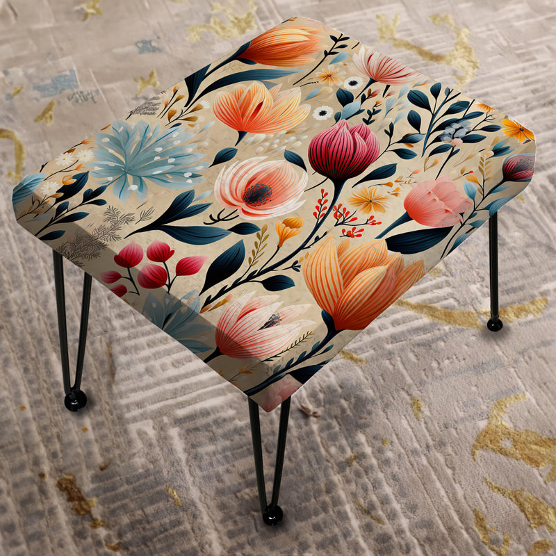 Kamran - Floral Rectangle Ottoman