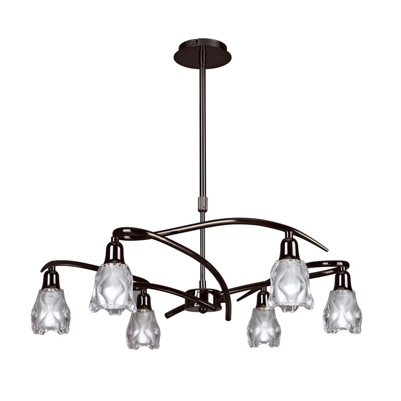 Watchman 6 - Light Shaded LED Chandelier, Black Chrome