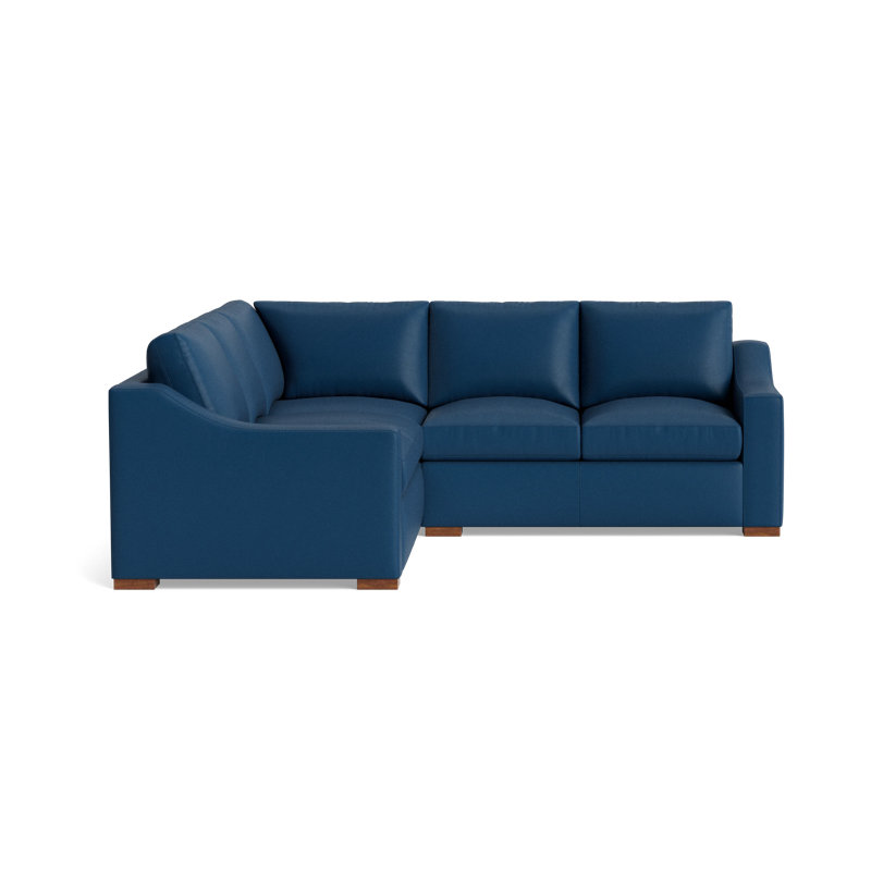 Lucca Corner Sectional (95" X 95" ), Bison Deep Blue Top Grain Leather, Left Hand Facing
