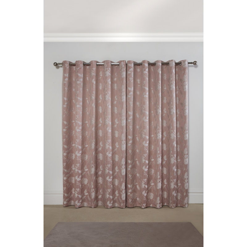 Leah Room Darkening Sliding Panel Pair, Pink, Width 168 x Drop 183cm