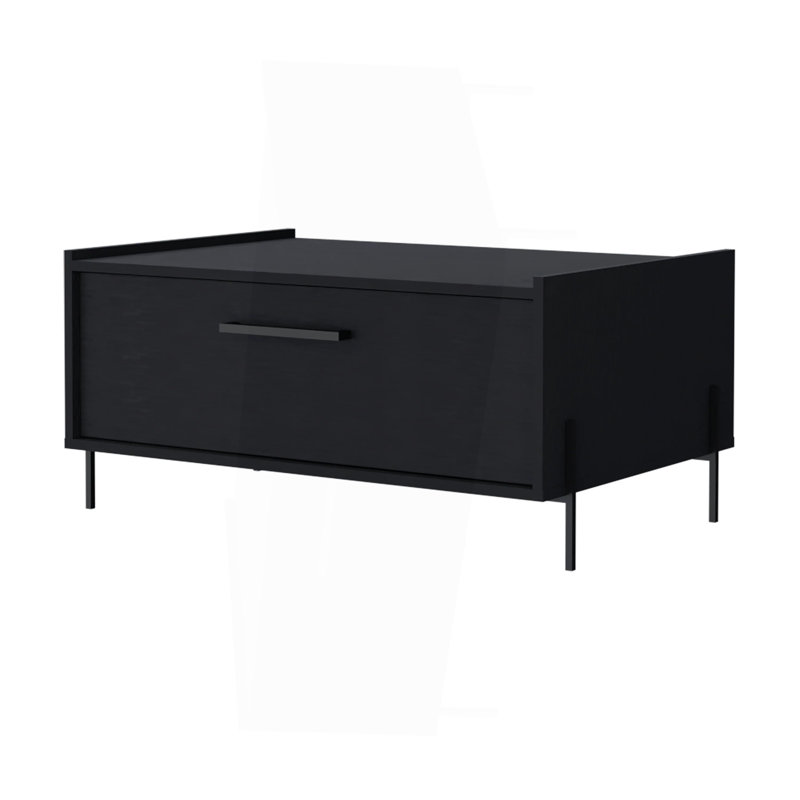 Table basse avec porte rabattable, Noir