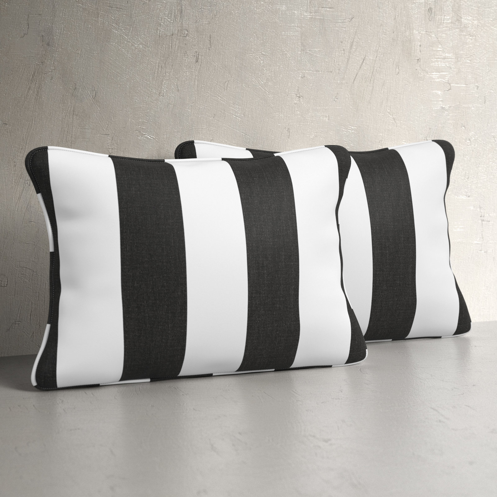 Bridger Outdoor Rectangular Pillow Cover and Insert, Cabana Classic Black Stripe Sunbrella®, 13"H x 20"W